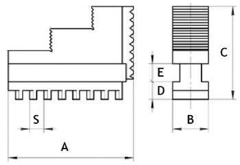 Кулачки прямые к токарным патронам 250 мм, ширина 28 мм, шаг 9 мм, полка 11,5 мм