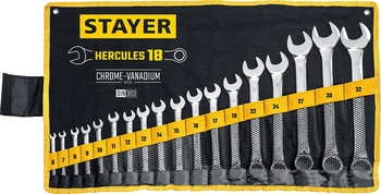 Набор ключей комб., 6-32мм, 18шт, CrV, STAYER HERCULES, Professional (27081-H18)