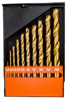 Набор сверел от 1 до 10 мм, шаг 1мм, 10шт