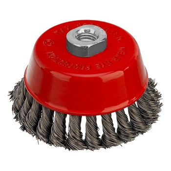 Корщетка чашечная, гайка М14, стальная крученая проволока 100 мм