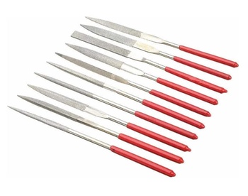 Набор надфилей алмазных 4х160 (10шт.,круг, полукр, 3 плоск, квадр, трехгр, 2 овал, ромб)