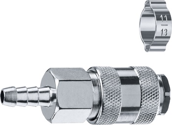 Разъемное соединение рапид штуцер - елочка 8мм, с обжимным хомутом ЗУБР Профессионал  (64917-08)