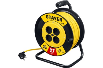 Силовой удлинитель на катушке, ПВС, 2х2,5мм2, 30 м, 3750 Вт, STAYER S-225 (55070-30)