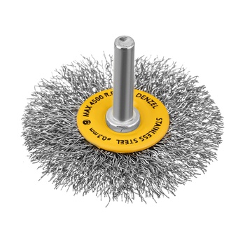 Корщетка дисковая прямая, со шпилькой, витая нержавеющая проволока 0,3мм, 60 мм