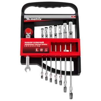 Набор ключей комб., 8-19мм, 8шт, трещеточный, шарнирный (Matrix 14898)