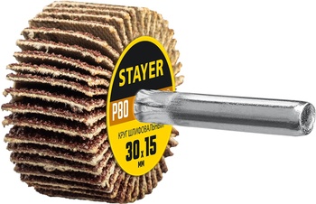 Круг лепестковый для дрели 30х15х6 мм, P 80 STAYER (36606-080)