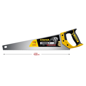Ножовка по дереву 450 мм, 7 TPI, STAYER Cobra 7 Professional (1510-45)