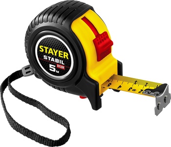 Рулетка  5м х 25мм, рулетка с двухсторонней шкалой,с магнит.,STAYER Stabil Professional(34131-05-25)