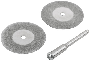 Круги отрезные мини с алмазным напылением, 2 шт. и штифт диам. 3 мм, 30 мм (FIT  36931)