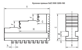 Кулачки прямые к токарным патронам 160 мм SJZ 3500 3200-160 Bison-Bial