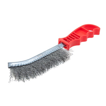 Щетка с пластиковой ручкой, стальная оцинкованная проволока