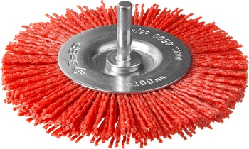 Корщетка дисковая прямая, со шпилькой, нейлоновая проволока 100 мм