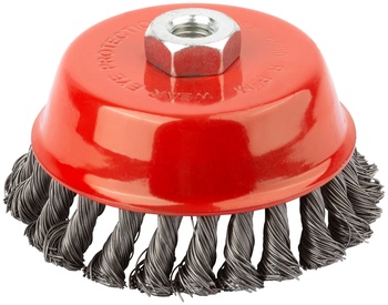 Корщетка чашечная, гайка М14, стальная крученая проволока 125 мм