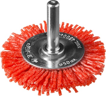 Корщетка дисковая прямая, со шпилькой, нейлоновая проволока  50 мм