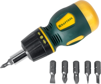 Отвертка реверсивная, 6 предм., с битами, KRAFTOOL Kompakt-6 (26190-H7)