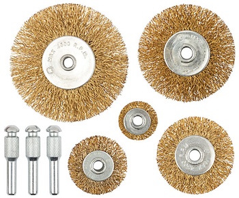 Корщетки со штифтом, набор 5 шт. (колеса 25 / 38 / 50 / 63 / 75 мм)