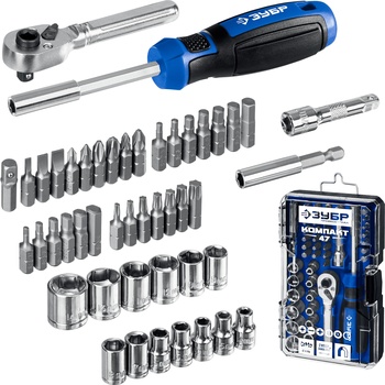 Набор инструмента 47 предм., торц. головки 1/4 + биты ЗУБР Компакт-47 Профессионал (25283-H47)