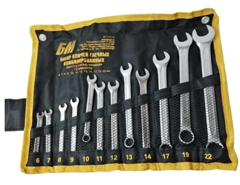 Набор ключей комб., 6-32мм, 22шт, CrV,тетроновая сумка (БМ 971422)