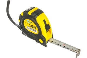 Рулетка 10мх25мм, с 3 фиксаторами, в обрезин. корпусе