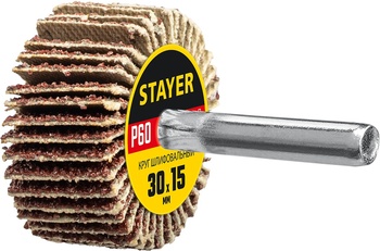 Круг лепестковый для дрели 30х15х6 мм, P 60 STAYER (36606-060)