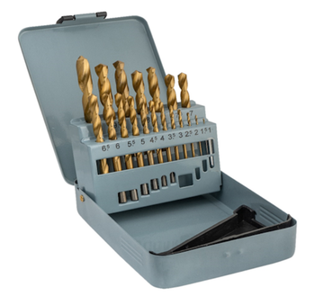 Набор сверл по металлу НС21И от 1 до 10 шаг 0,5, 19шт. Р6М5 TiN