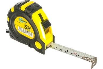 Рулетка  5мх19мм с 3 фиксаторами, в обрезин. корпусе "GRIFF"