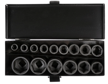 Набор головок ударных 15 шт, 10-32 мм, 38 мм, 1/2", металлический кейс Airline ATAS041