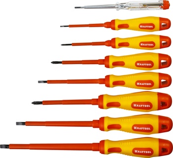 Набор отверток 8 предм., диэлектрические до 1000В, KRAFTOOL Х-Drive Electro (250088 - H8)