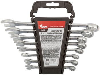 Набор ключей комб., 8-19мм, 8шт, в пластиковом держателе