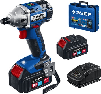 Гайковерт GB-250-42 бесщеточный Т7, 20 В, 280 Н·м, 2 АКБ (4 А·ч), кейс ЗУБР Профессионал