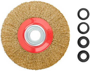 Корщетка-колесо, стальная латунированная волнистая проволока 125 мм (1/2", 5/8")