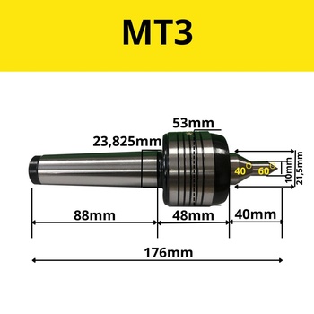 Центр вращающийся №3 КМ3-С исп.3 с конусом 60*, проточенным под 40*